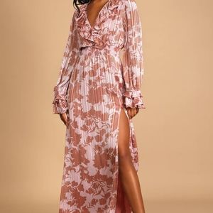 Lulus Exquisite Attention Lilac Floral Print Ruffled Long Sleeve Dress - SM